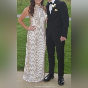 Prom dress- white and gold